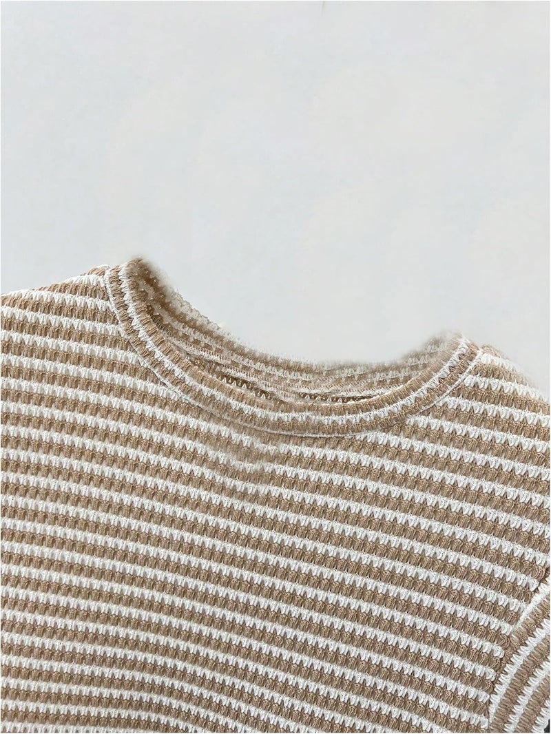 MakeMeChic Girl's Striped Sweater Vest Crew Neck Sleeveless Y2K Summer Knitted Tank Tops - Image 3